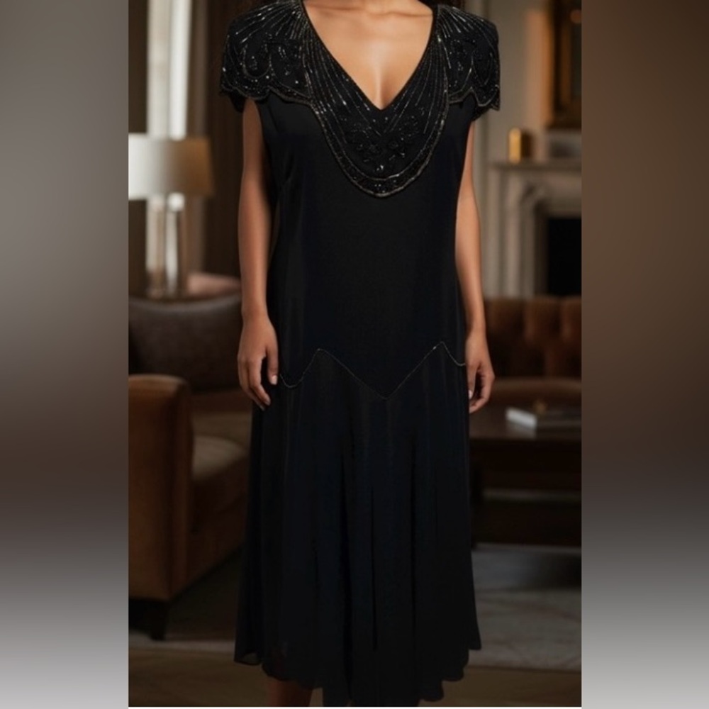 Beaded Art Deco Evening Gown | JoEd Sophisticates  (Medium)8-10 - Picture 2 of 9